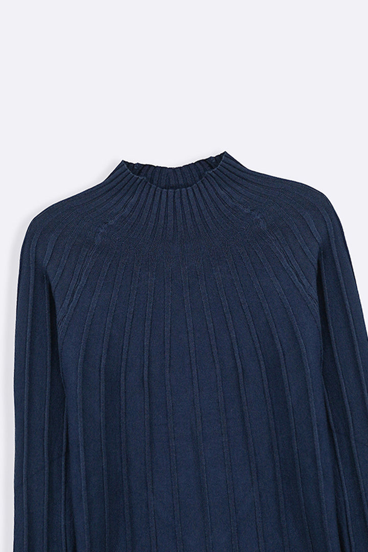 SLATE BLUE RIBBED BODYCON SWEATER