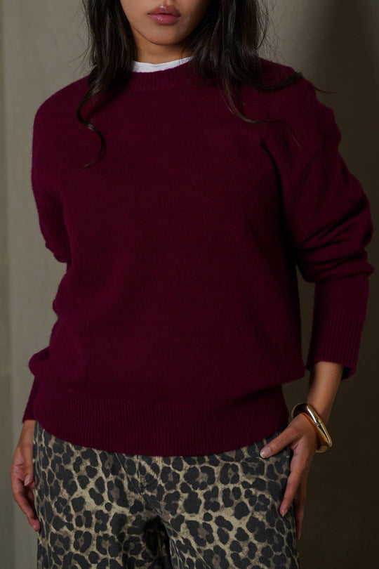 BURGUNDY PURE WOOL JUMPER