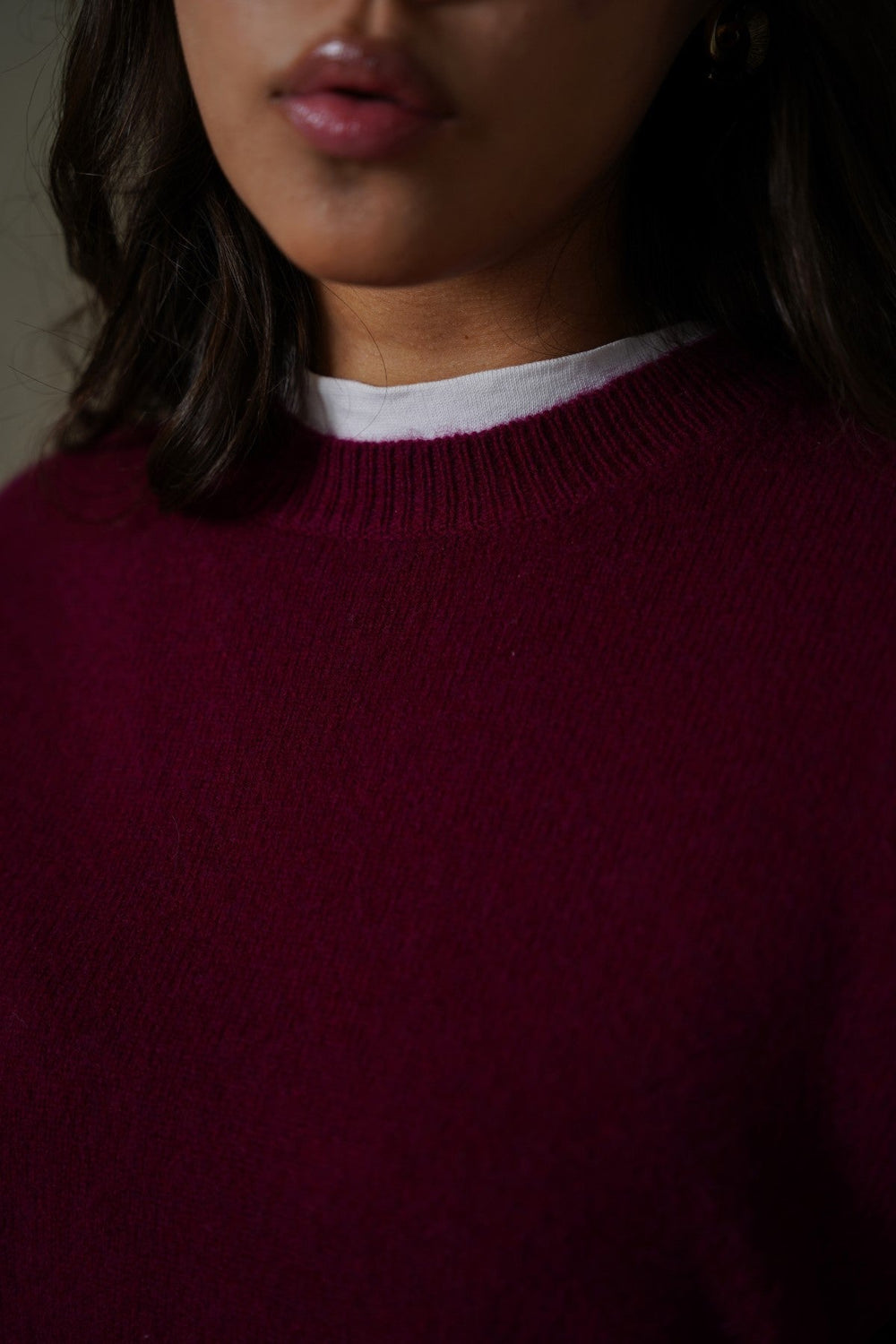 BURGUNDY PURE WOOL JUMPER