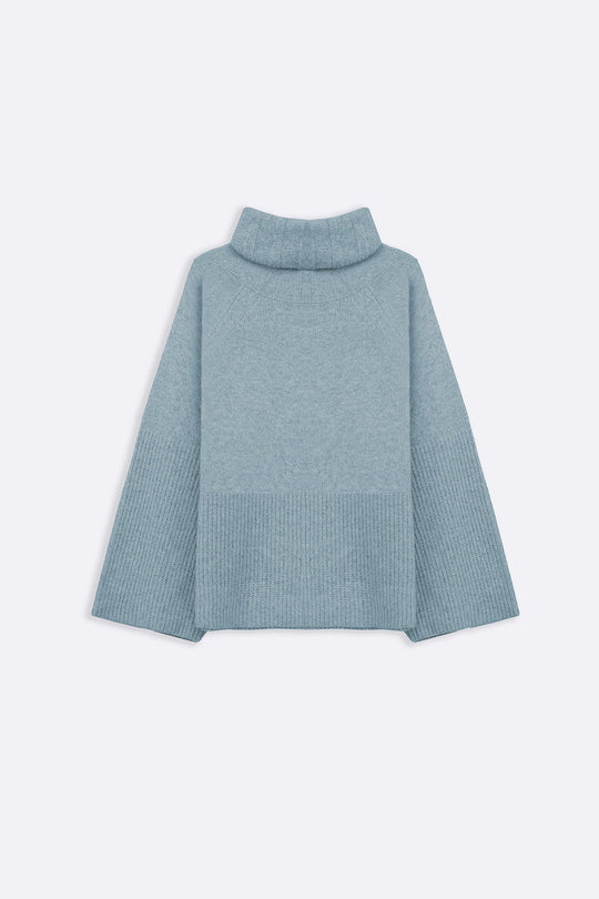 BLUE MOROCCO RIB SLEEVE SWEATER