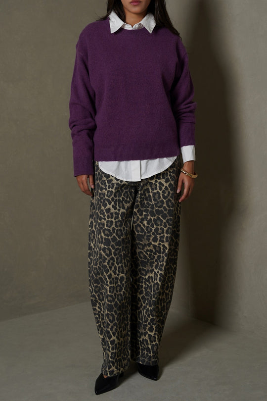 BEIGE LEOPARD BARREL JEAN-PANT