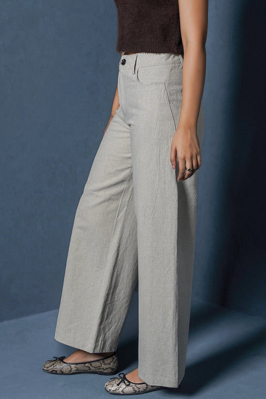 BEIGE LINEN BLEND JEAN PANT