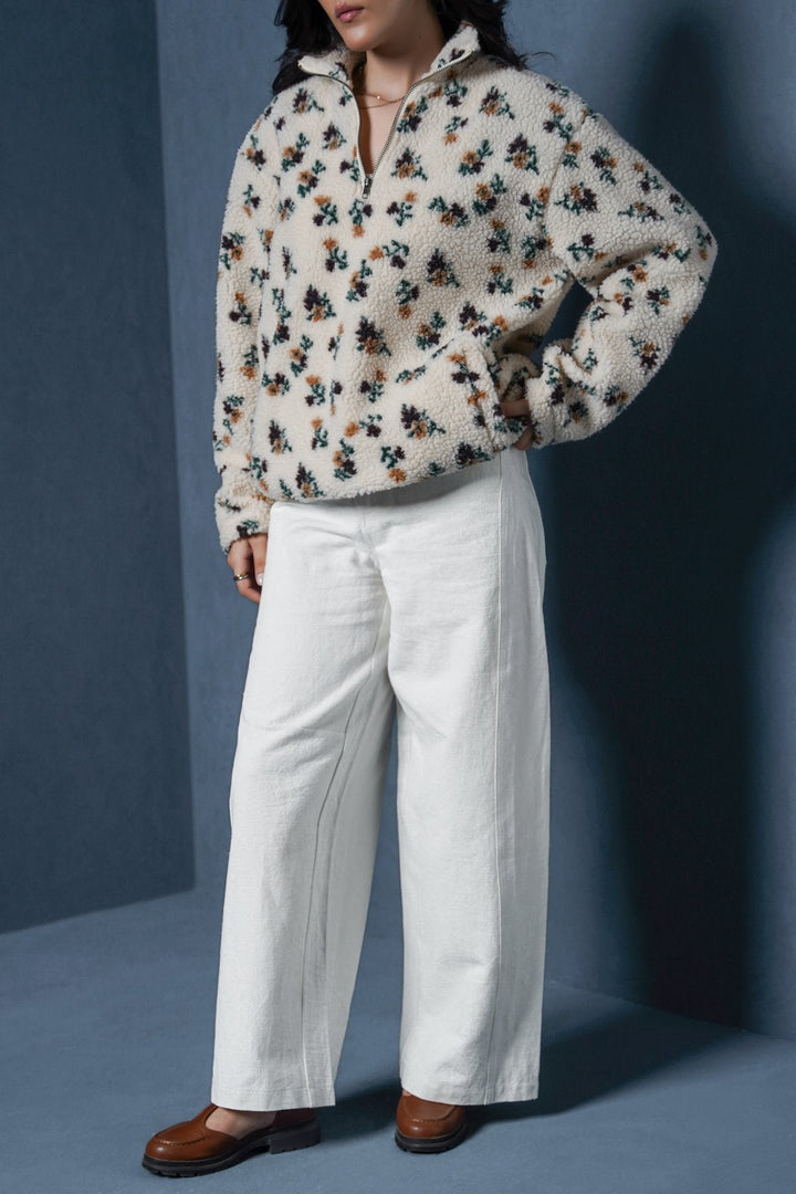 WHITE LINEN BLEND JEAN PANT