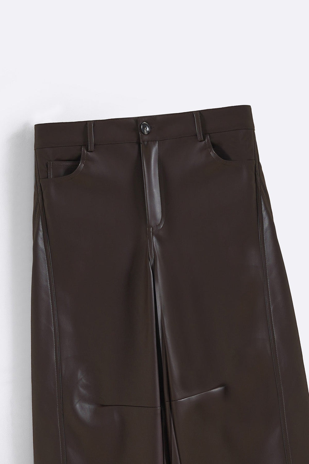 CHOCOLATE VEGAN LEATHER PANTS