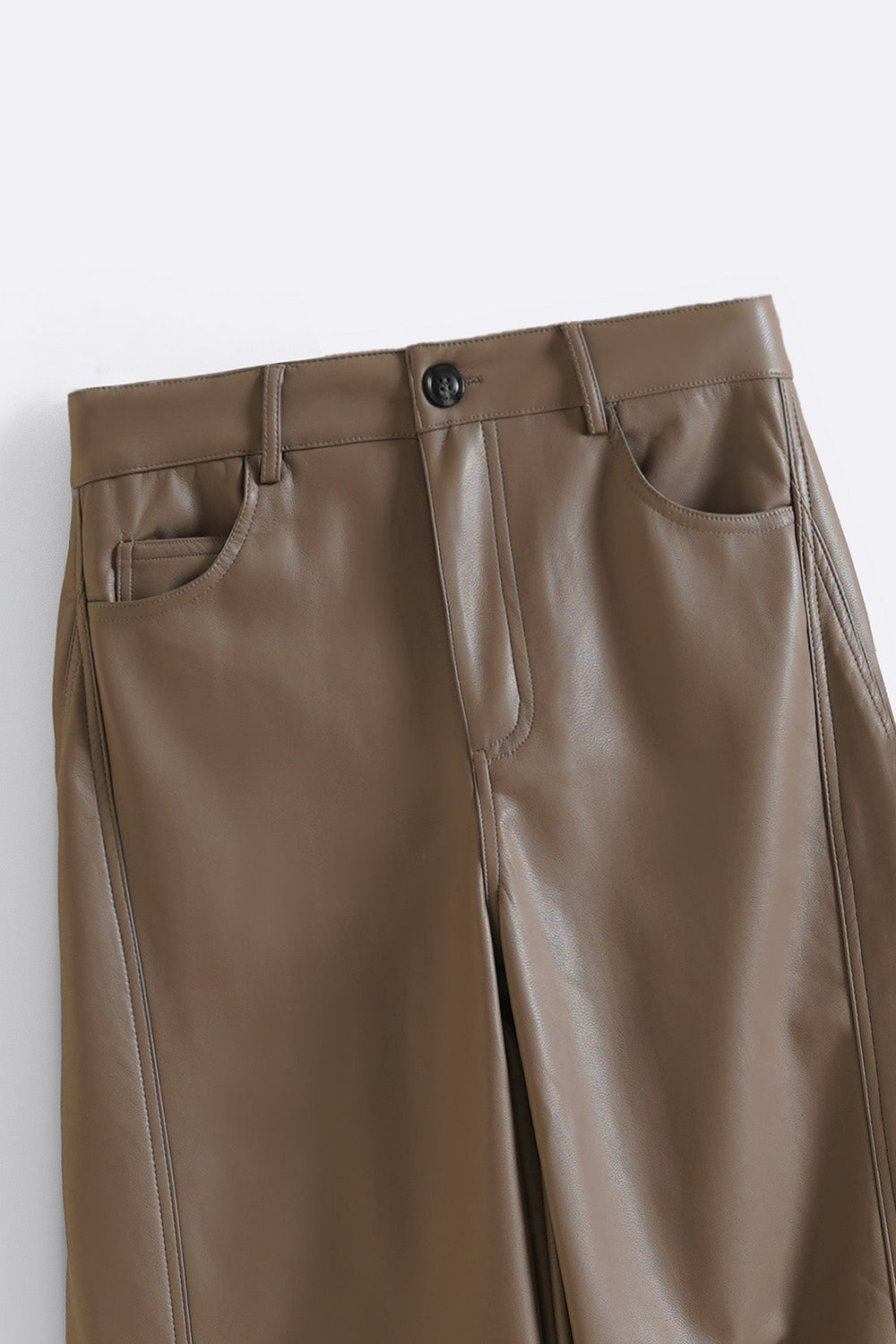 TAUPE VEGAN LEATHER PANTS