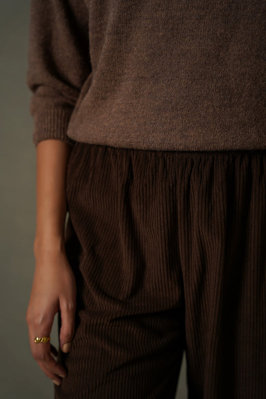BROWN VELVET EARTH TROUSERS