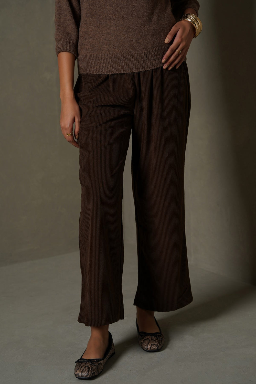 BROWN VELVET EARTH TROUSERS