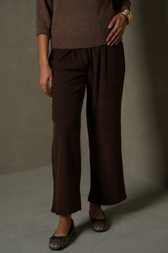 BROWN VELVET EARTH TROUSERS