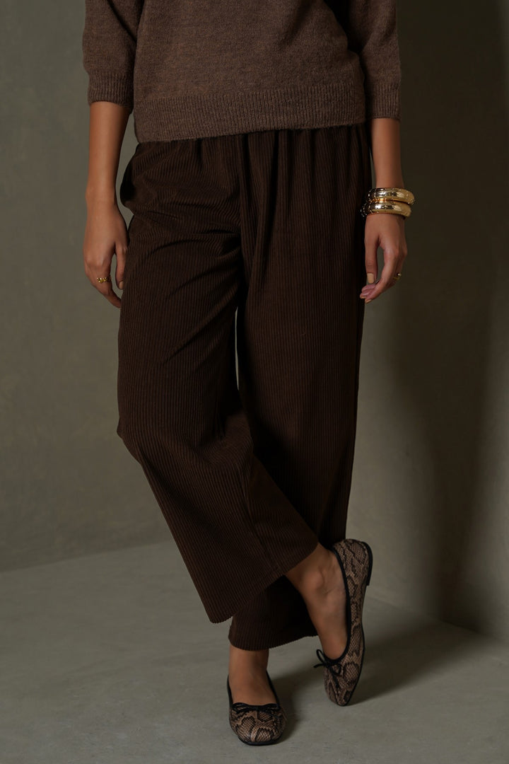 BROWN VELVET EARTH TROUSERS
