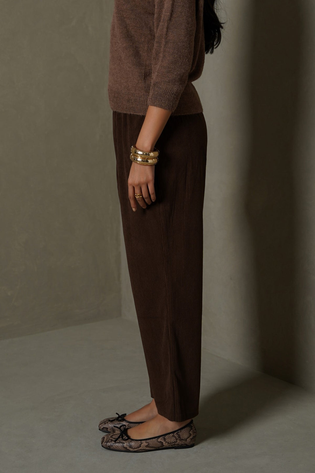 BROWN VELVET EARTH TROUSERS