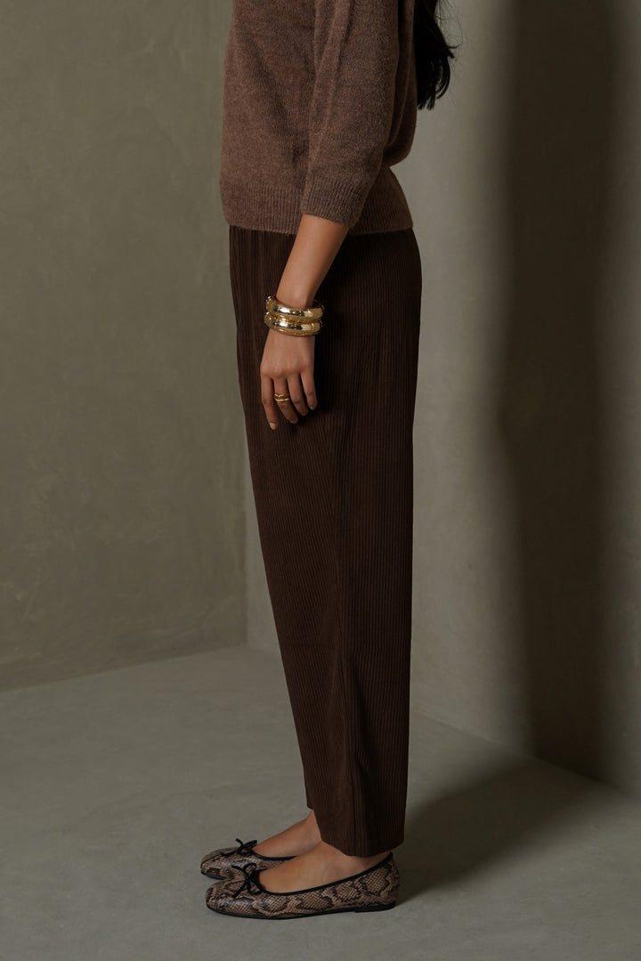 BROWN VELVET EARTH TROUSERS
