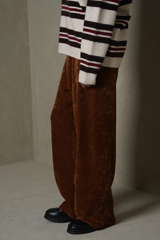 BROWN VELVET EARTH TROUSERS