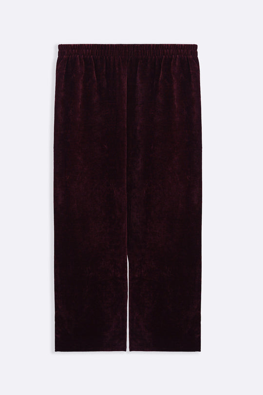 BURGUNDY VELVET EARTH TROUSERS