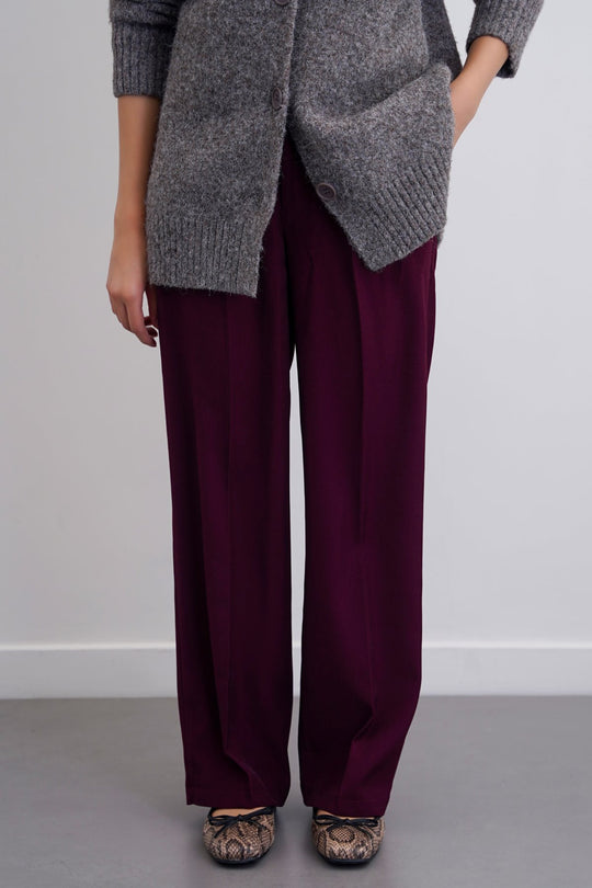 BURGUNDY TAILORED SLIM PANTS