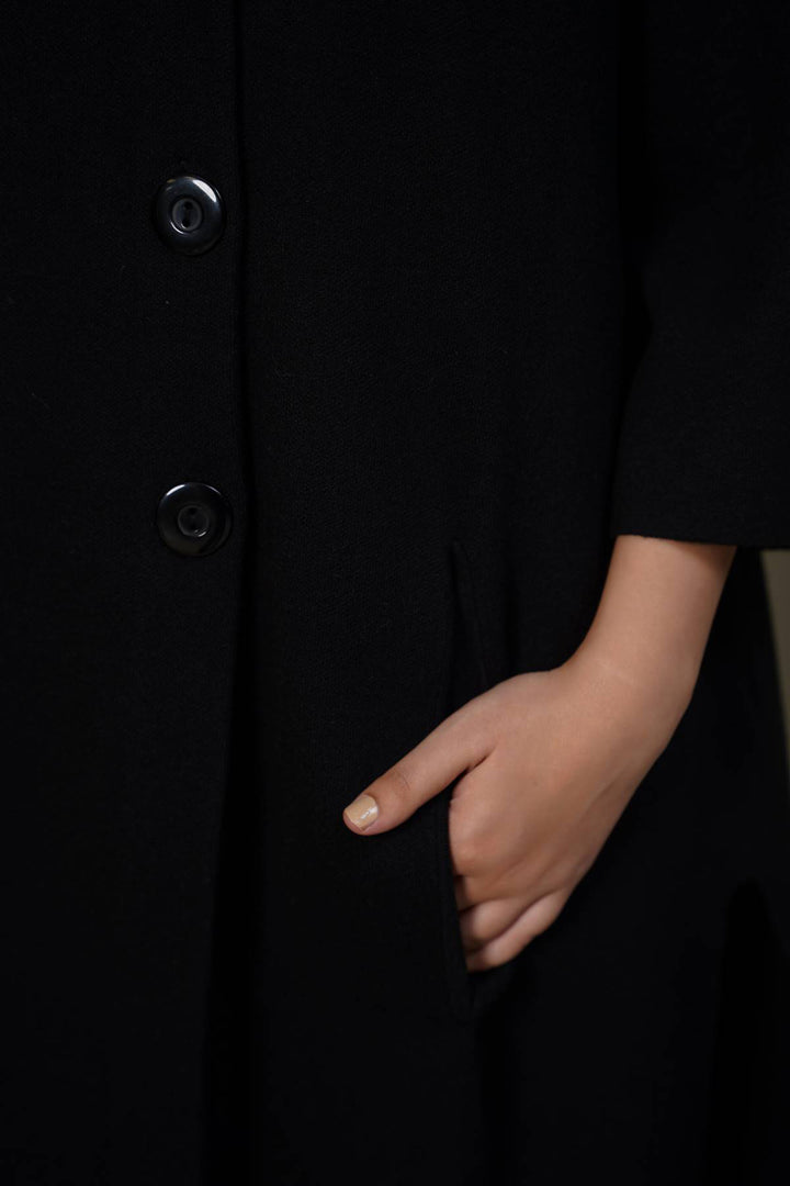 BLACK BUTTON KNIT PANTS