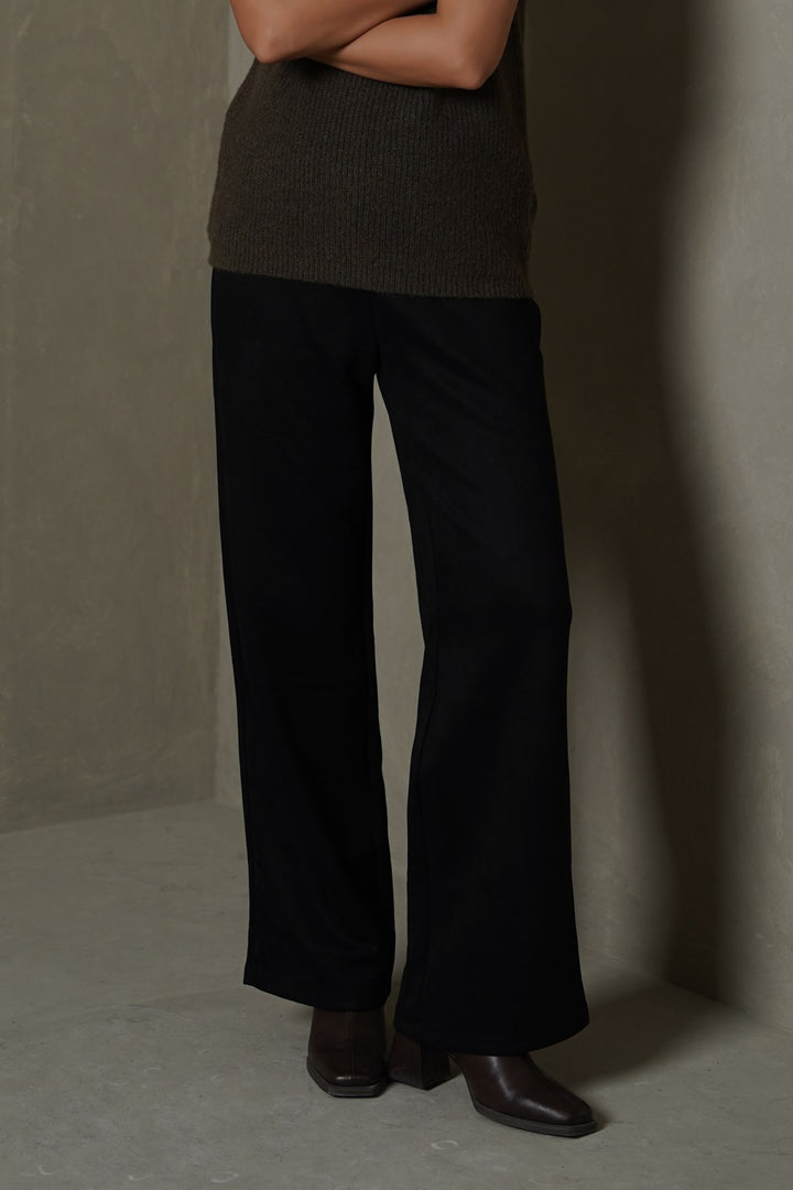 BLACK SUEDE EASY PANTS