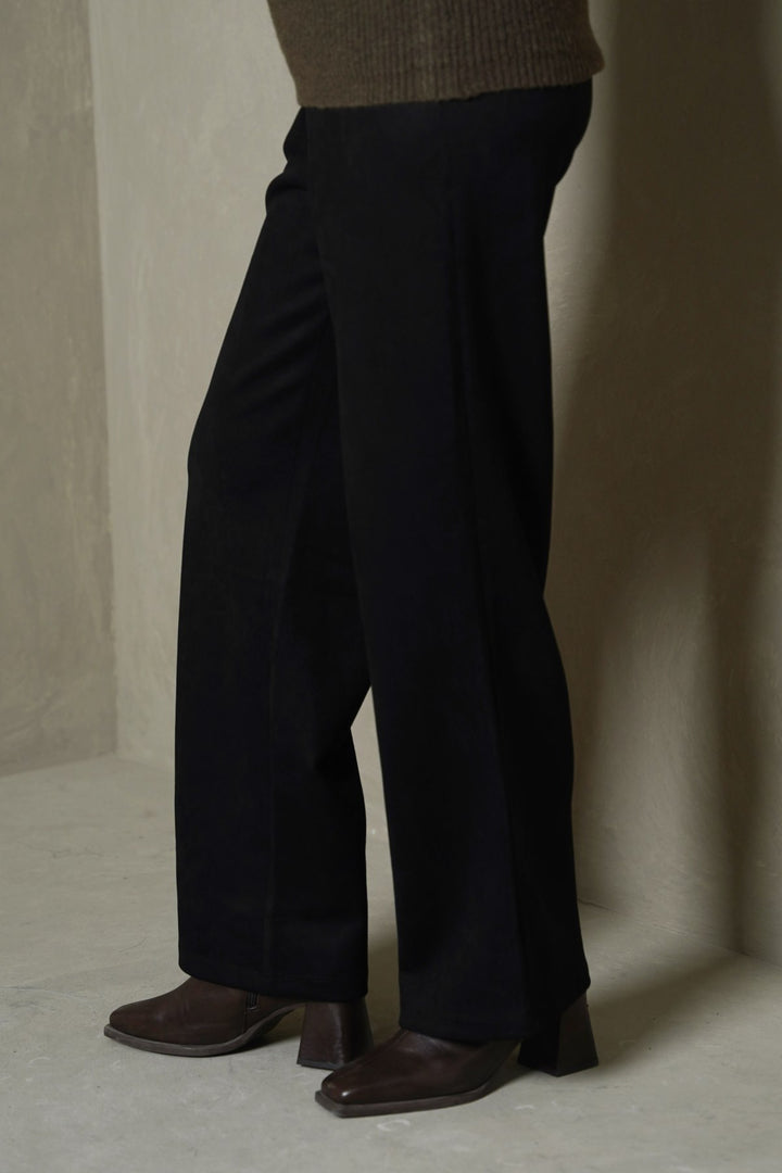 BLACK SUEDE EASY PANTS