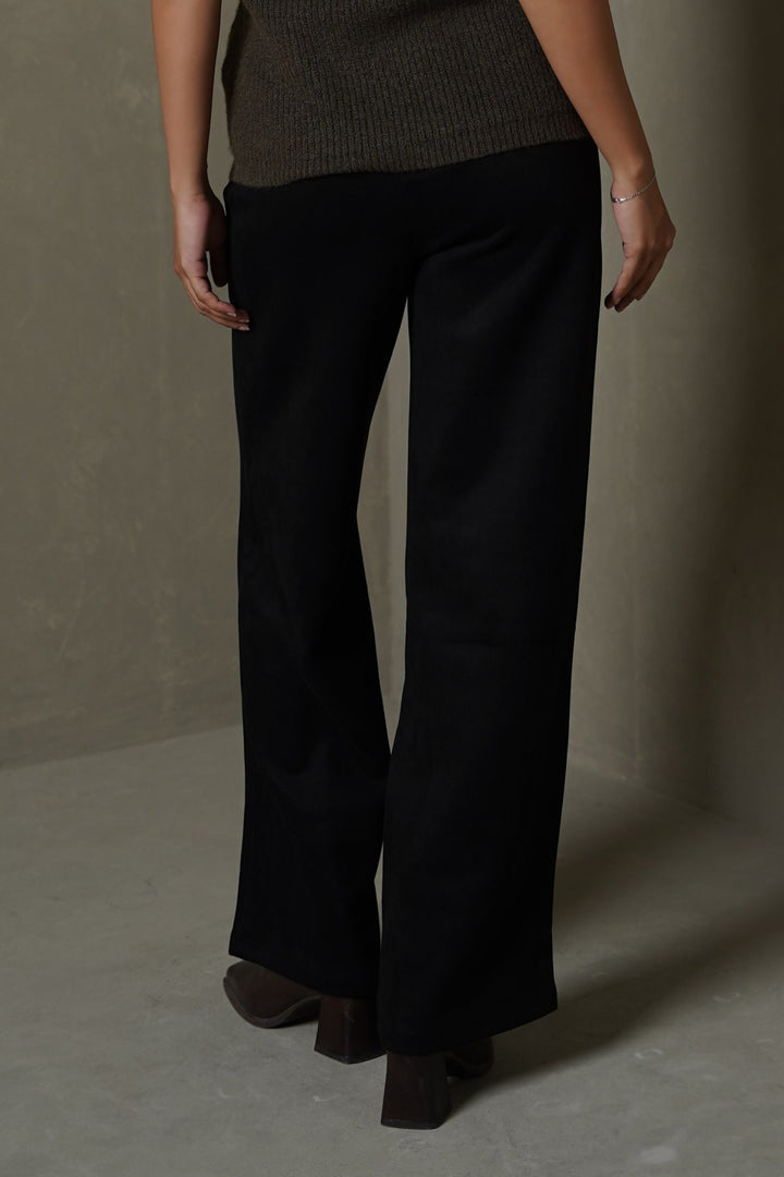 BLACK SUEDE EASY PANTS