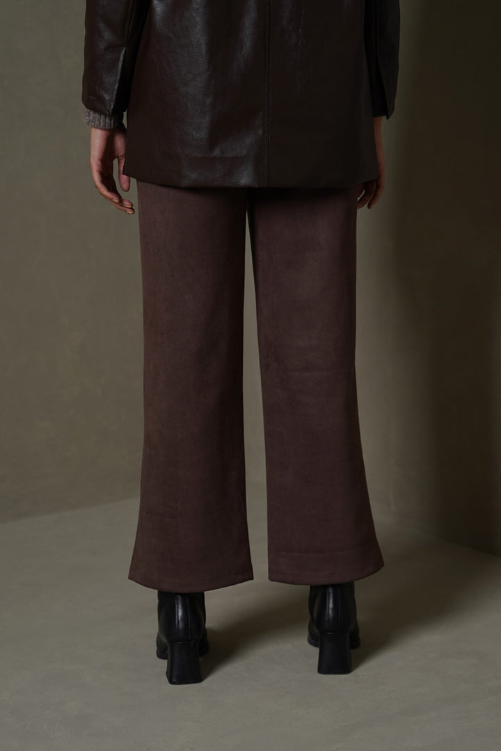 BROWN SUEDE EASY PANTS