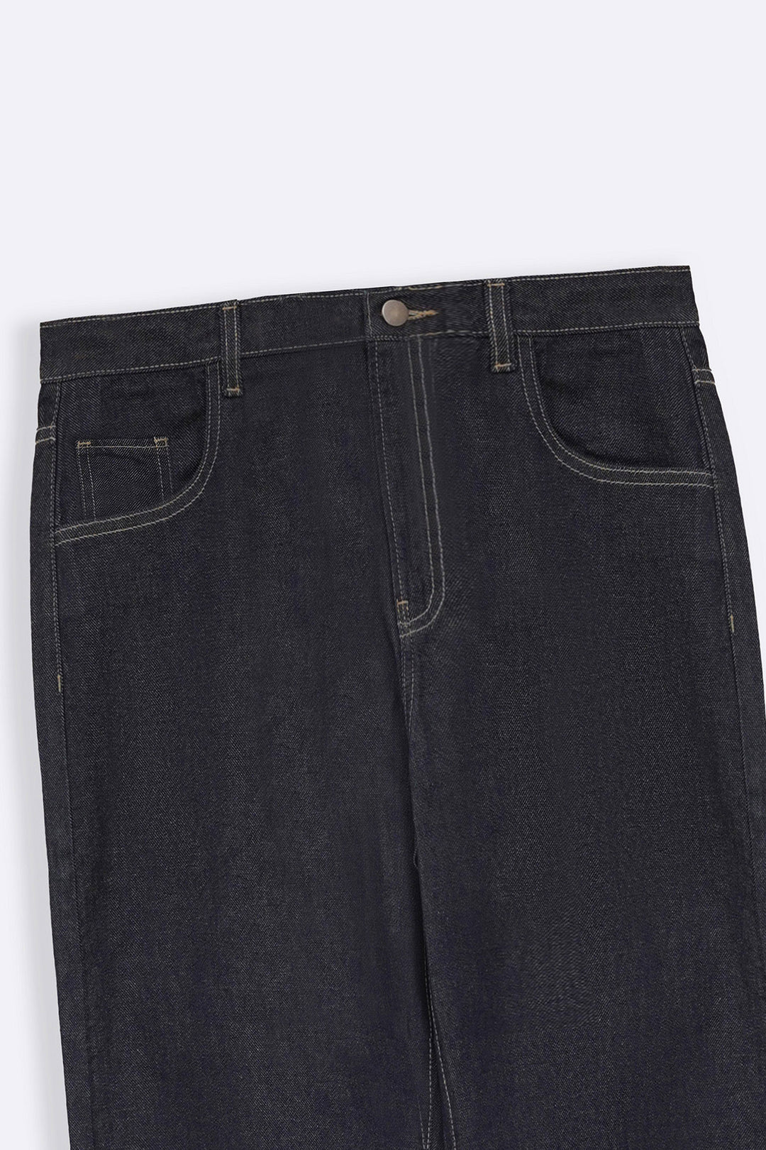 DARK BLUE ROLL UP WIDE JEANS