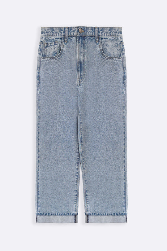 LIGHT BLUE ROLL UP WIDE JEANS