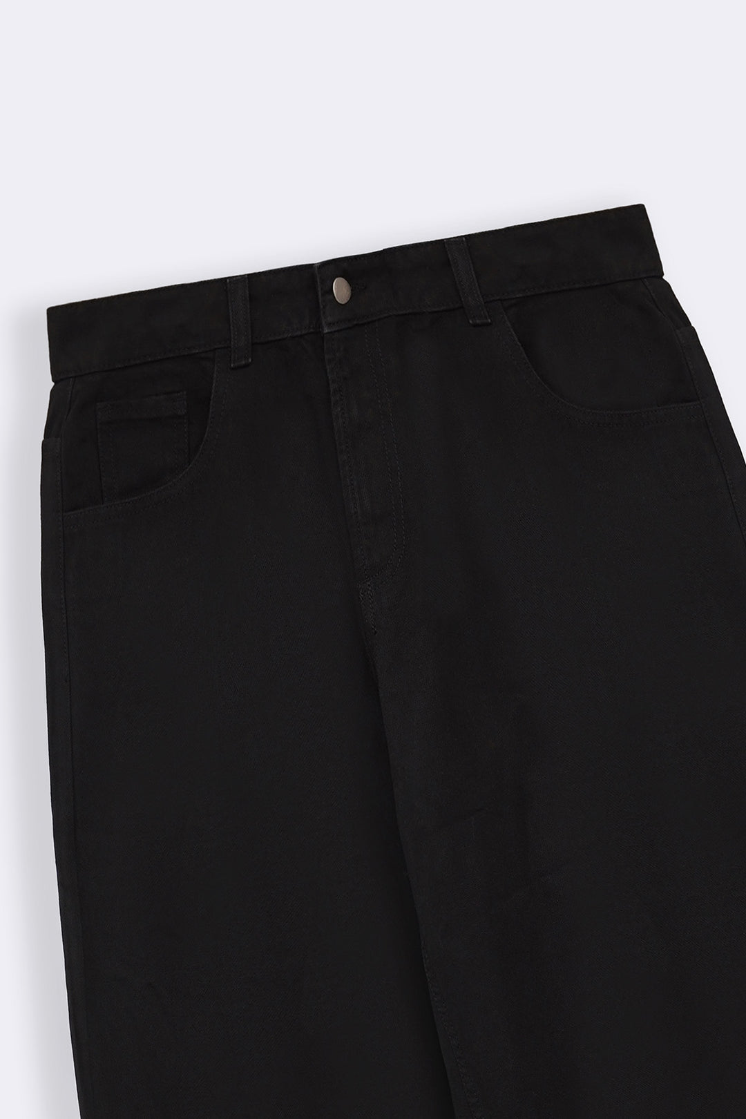 BLACK BASIC BARREL JEANS