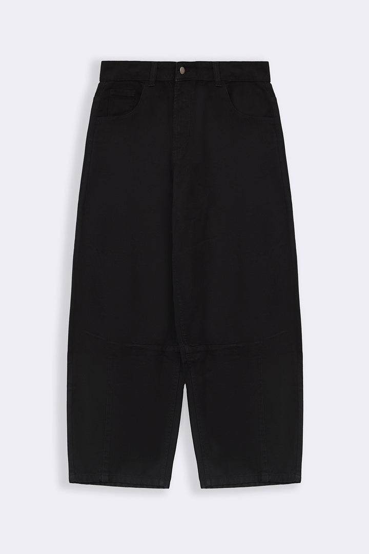 BLACK BASIC BARREL JEANS