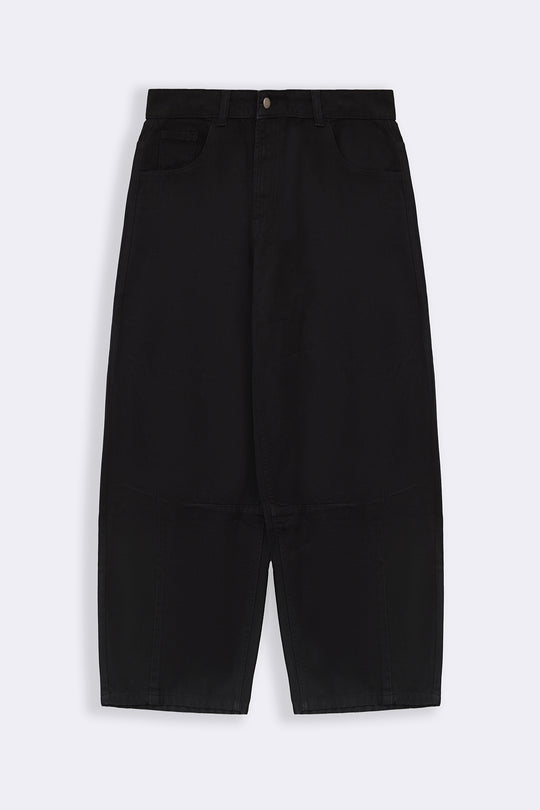 BLACK BASIC BARREL JEANS