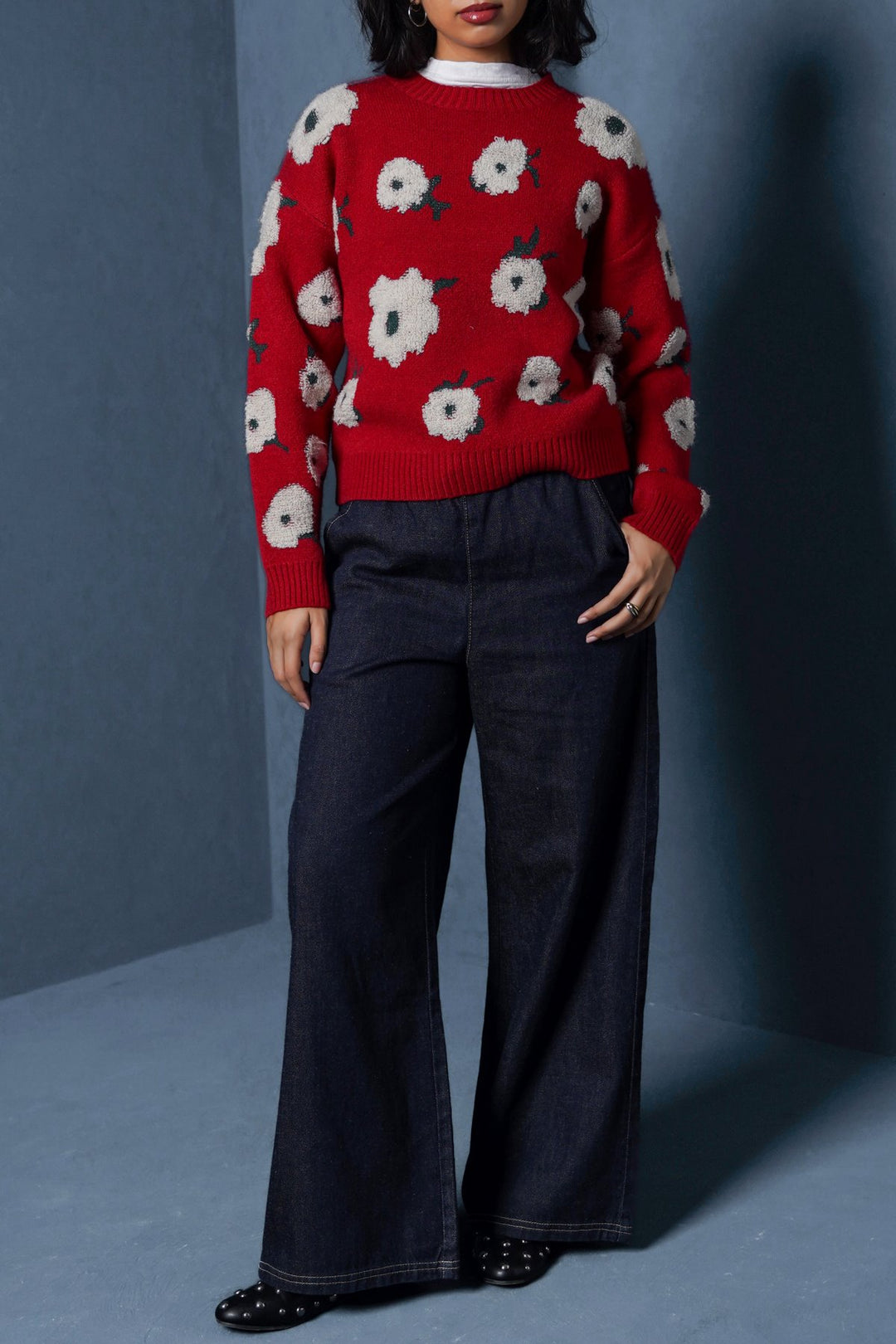 DARK BLUE EASY WIDE LEG JEANS