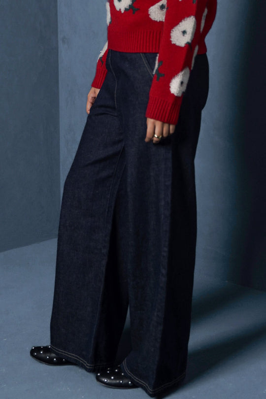 DARK BLUE EASY WIDE LEG JEANS