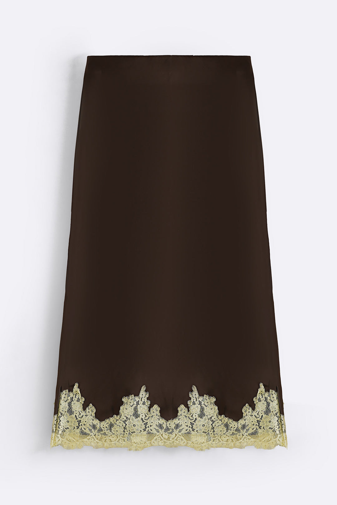 DARK BROWN LACE AND SILK SKIRT