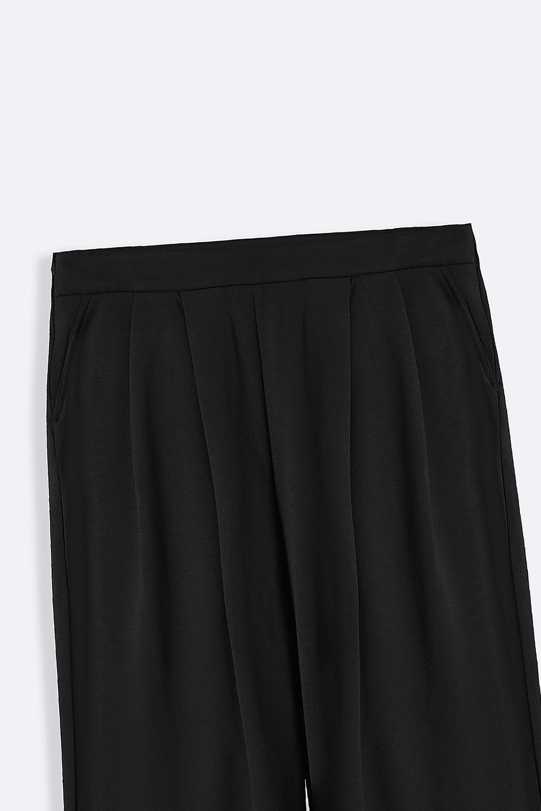BLACK FLUID WIDE-LEG TROUSERS