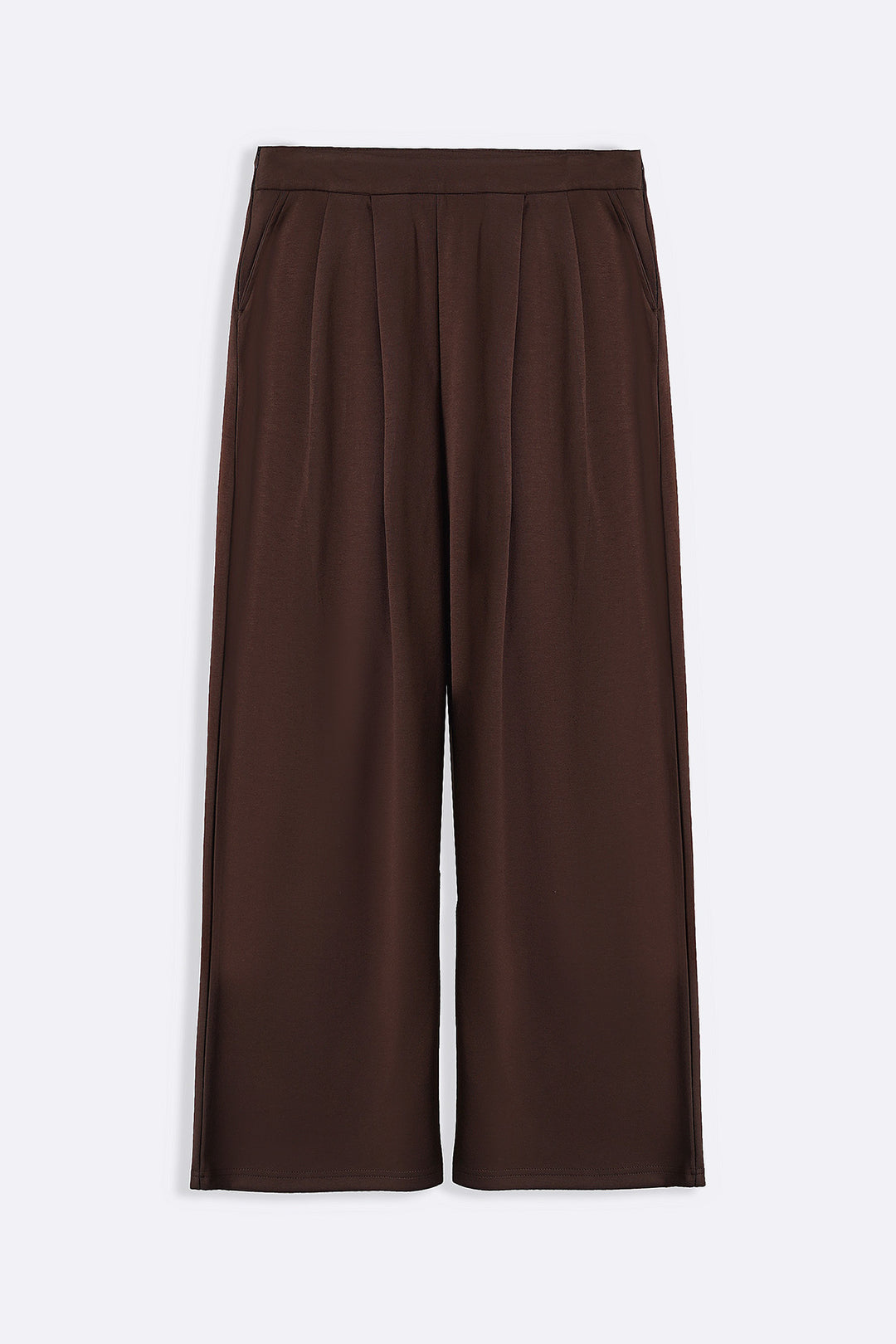 BROWN FLUID WIDE-LEG TROUSERS