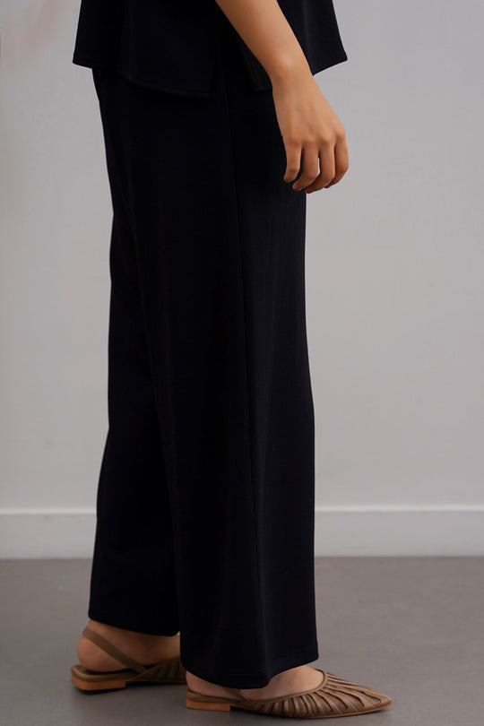 BLACK TWILL TEXTURED CULOTTES