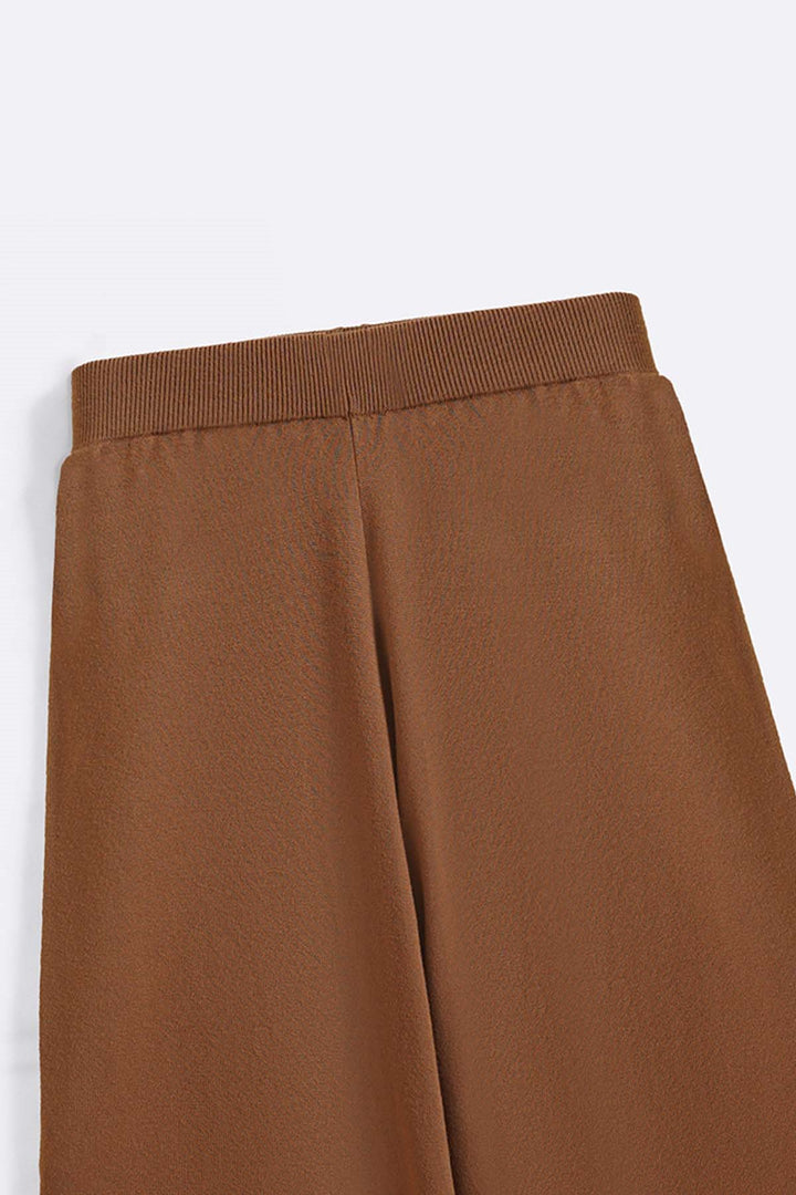 CAMEL FLOWY KNIT TROUSERS