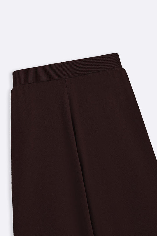 DARK BROWN FLOWY KNIT TROUSERS