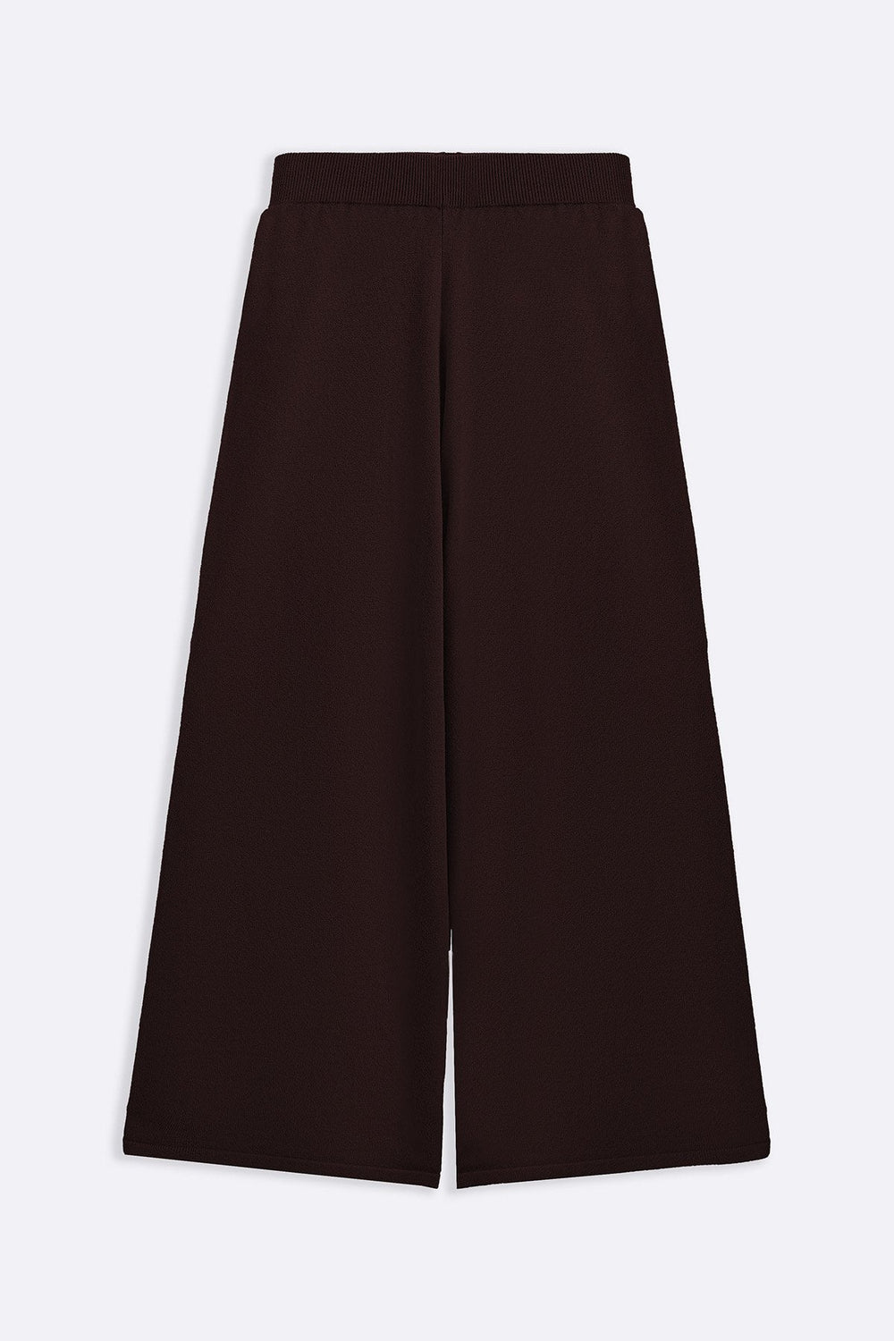 DARK BROWN FLOWY KNIT TROUSERS