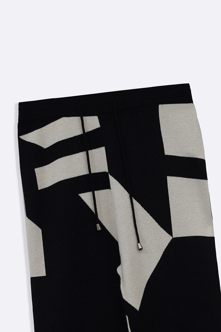 BLACK CREAM COLORBLOCK SWEATER PANTS