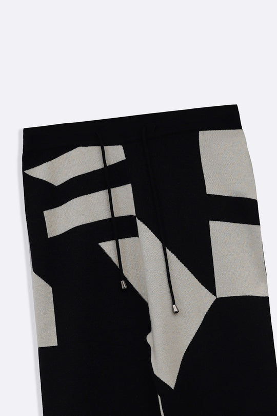 BLACK CREAM COLORBLOCK SWEATER PANTS