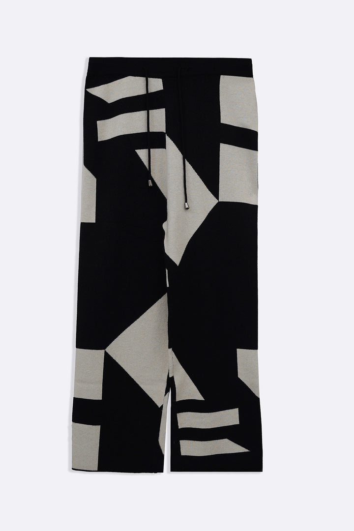 BLACK CREAM COLORBLOCK SWEATER PANTS