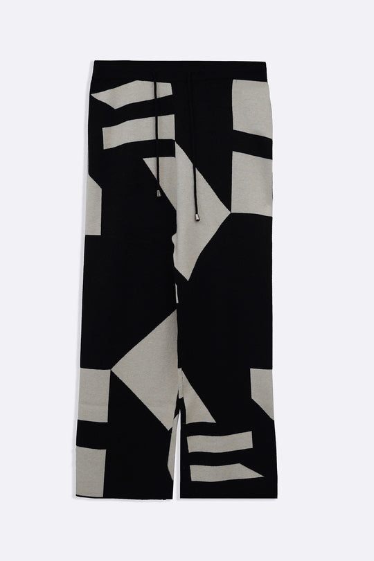 BLACK CREAM COLORBLOCK SWEATER PANTS