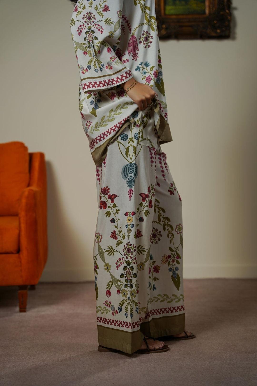 CREAM SPRING HEARTS PANTS