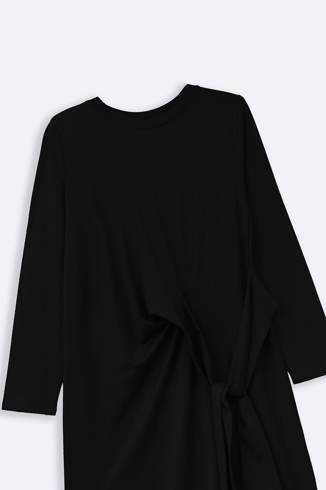 BLACK RUCHED WRAP DRESS