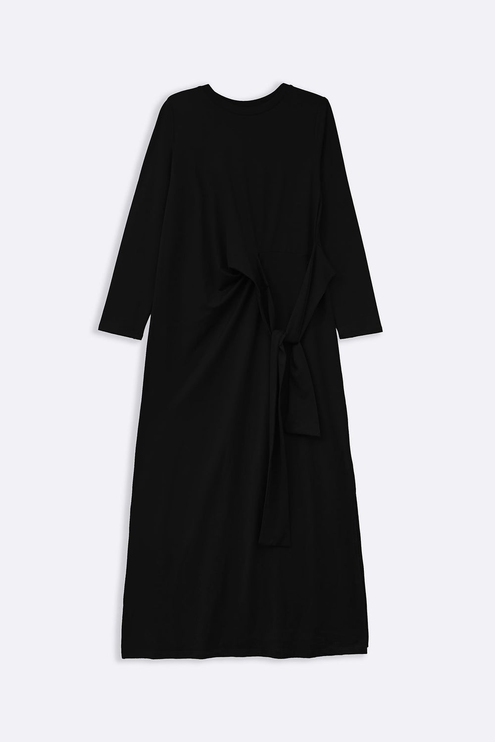BLACK RUCHED WRAP DRESS