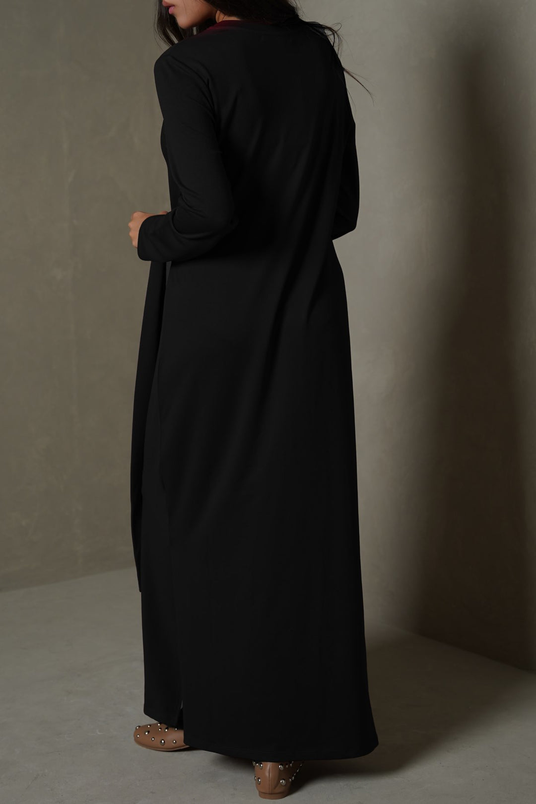 BLACK RUCHED WRAP DRESS