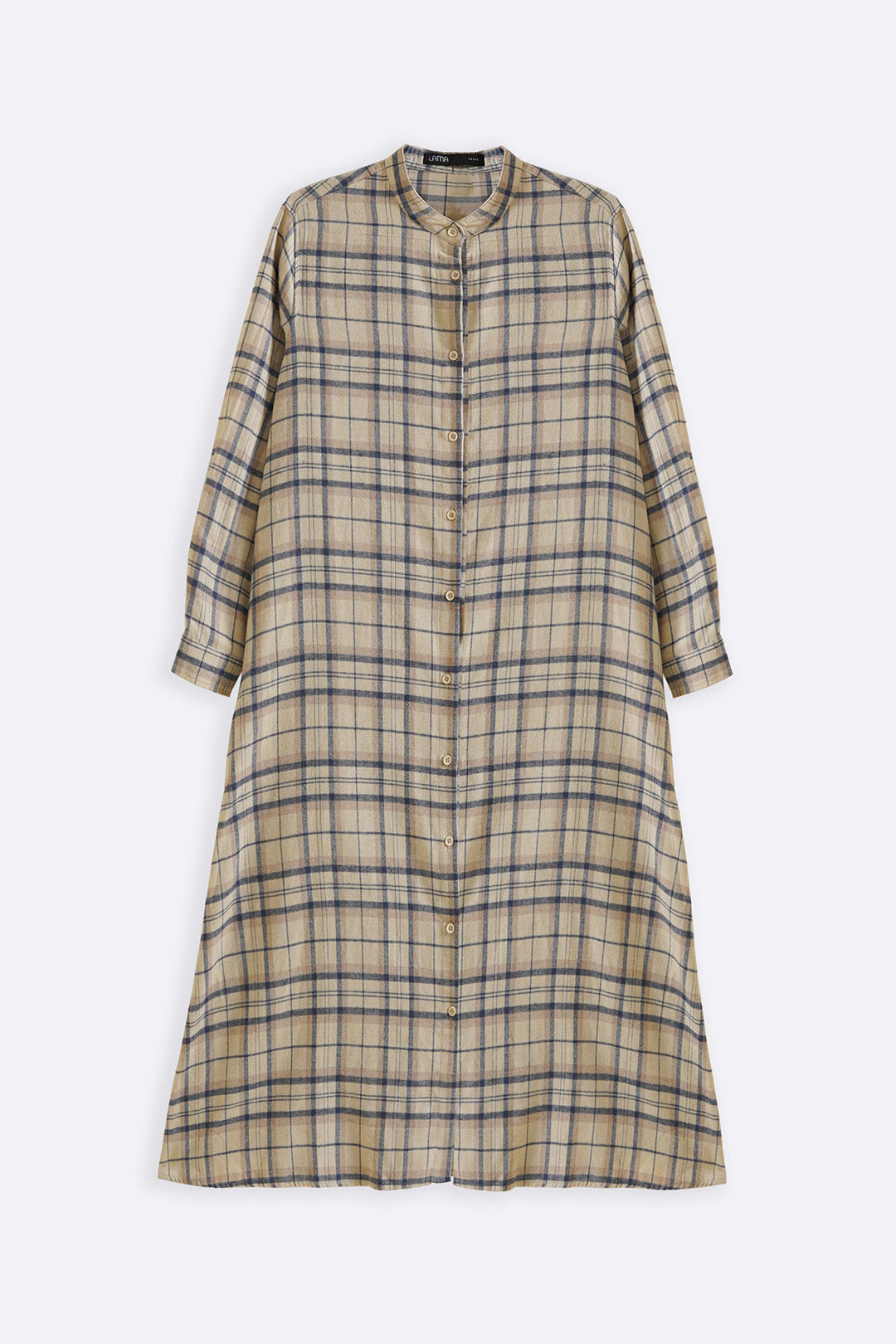 BEIGE FLANNEL SHIRT DRESS