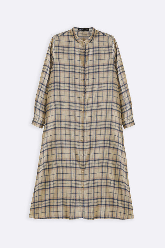 BEIGE FLANNEL SHIRT DRESS