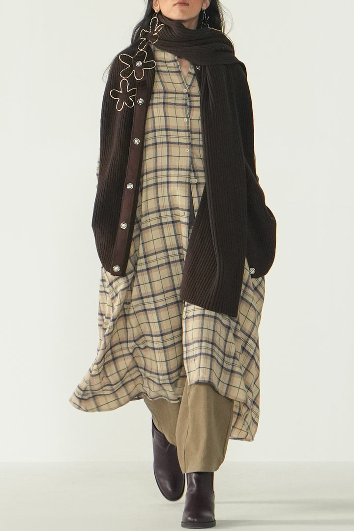 BEIGE FLANNEL SHIRT DRESS