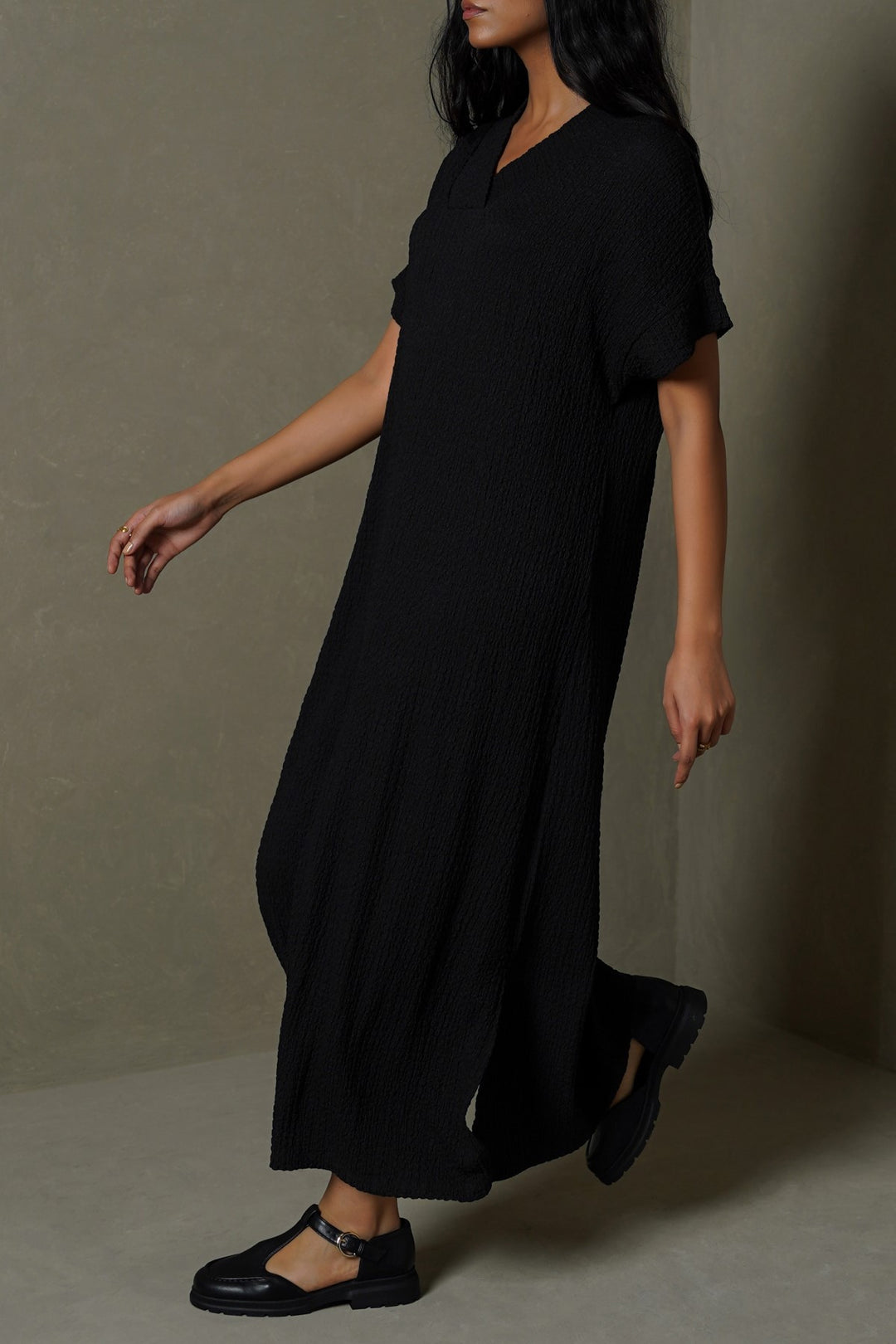 CRINKLE CASCADE DRESS