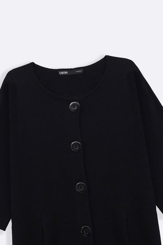 BLACK BUTTON KNIT CARDIGAN